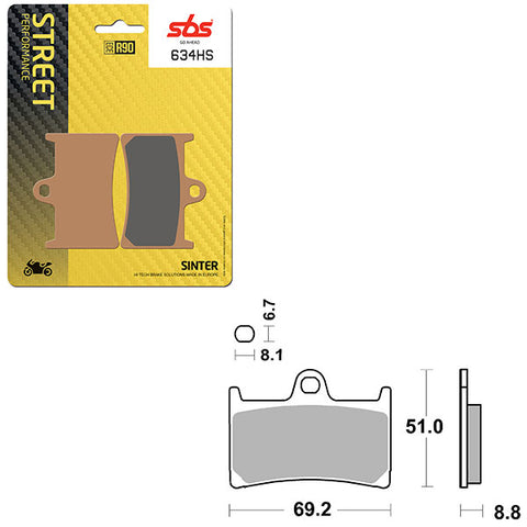 SBS PERFORMANCE HS SINTER FRONT BRAKE PAD (6250634108)